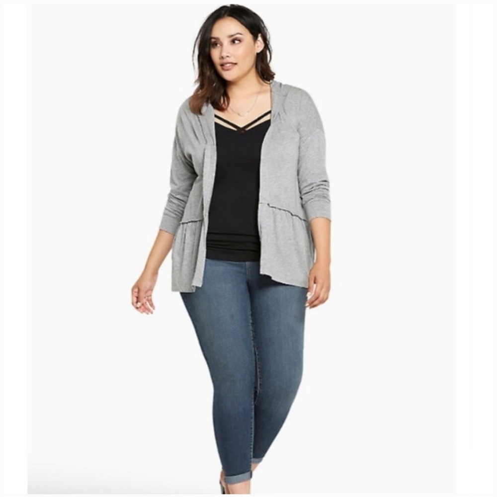 Torrid Hooded Draped Open Front Cardigan